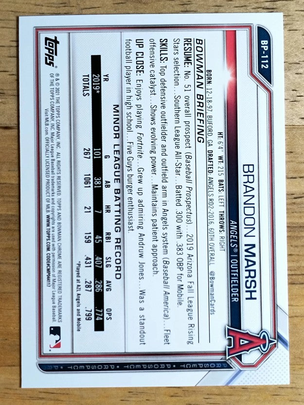 2021 Bowman Prospects #BP112 Brandon Marsh