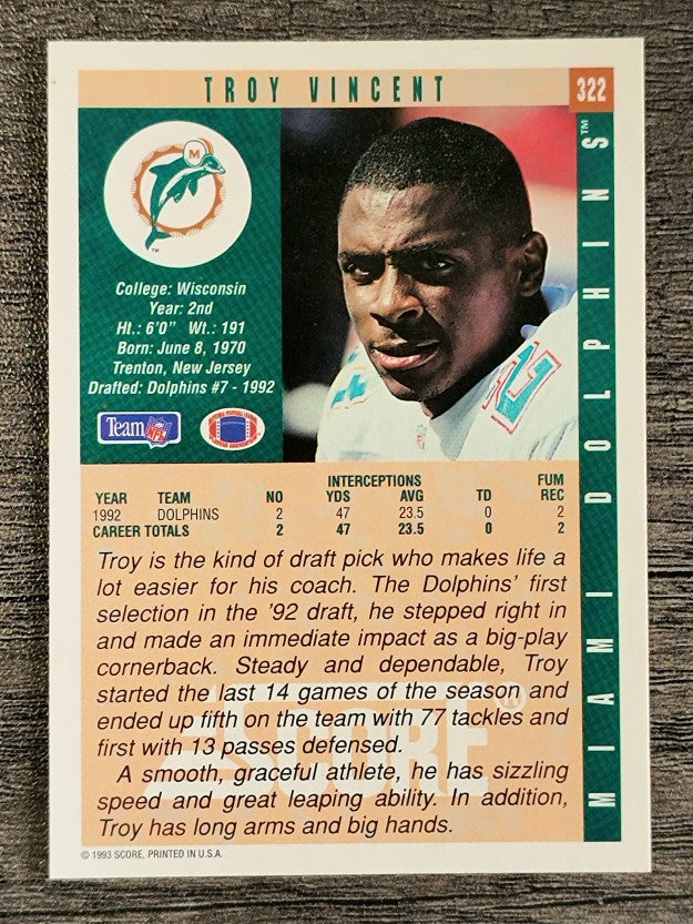1993 Score #322 Troy Vincent