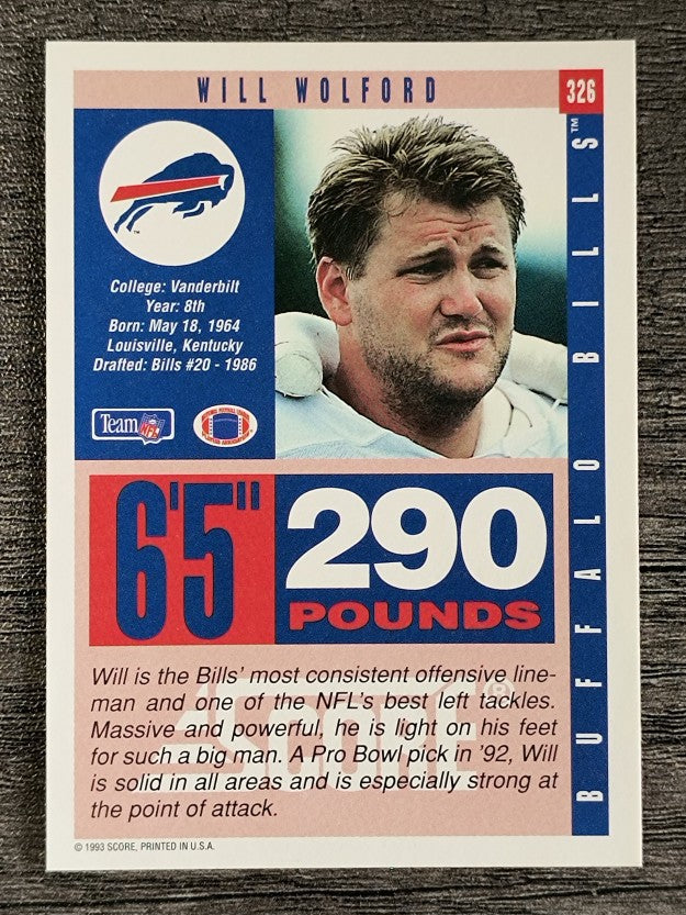 1993 Score #326 Will Wolford