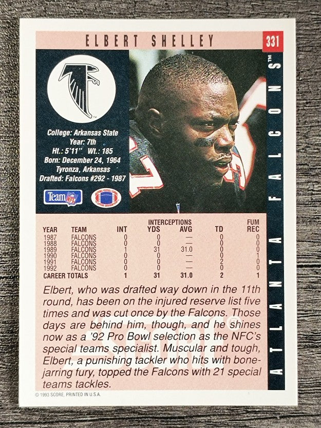 1993 Score #331 Elbert Shelley RC
