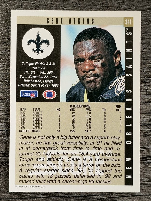 1993 Score #341 Gene Atkins