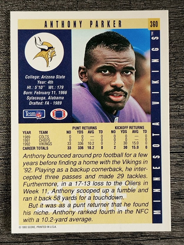 1993 Score #360 Anthony Parker