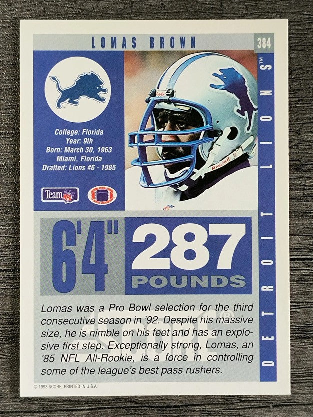 1993 Score #384 Lomas Brown