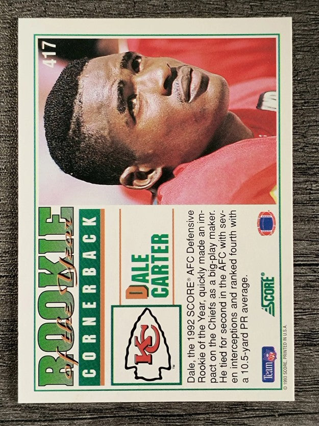 1993 Score #417 Dale Carter ROY