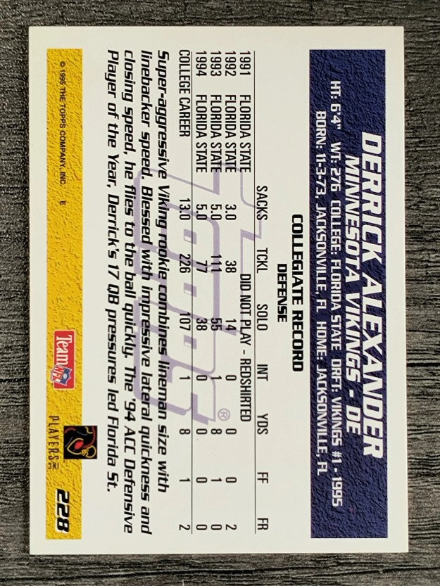 1995 Topps #228 Derrick Alexander DE RC