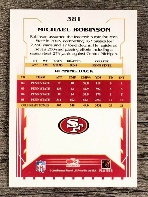 2006 Score #381 Michael Robinson RC