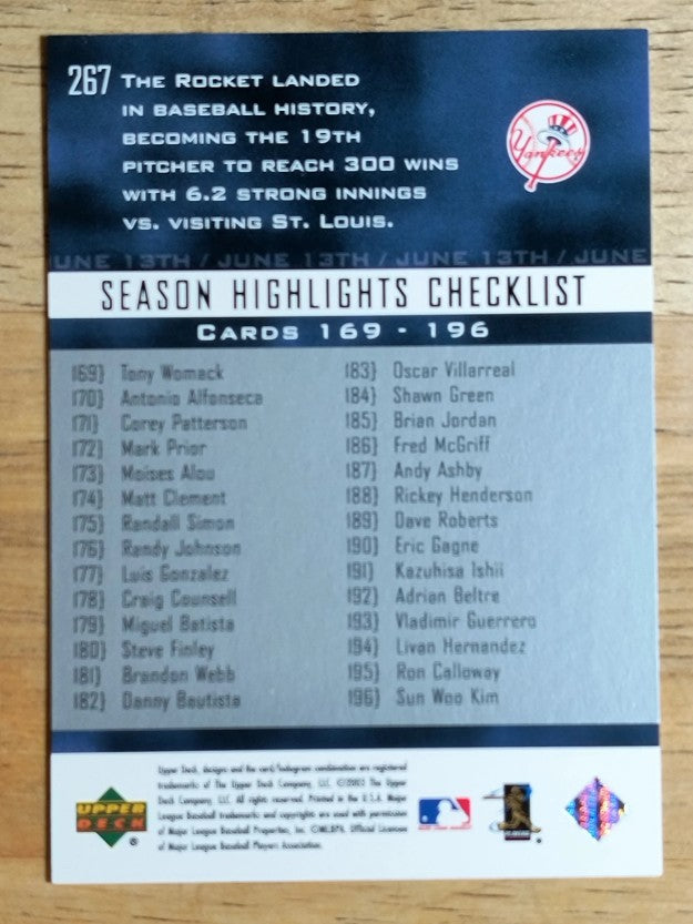 2004 Upper Deck #267 Roger Clemens SH CL