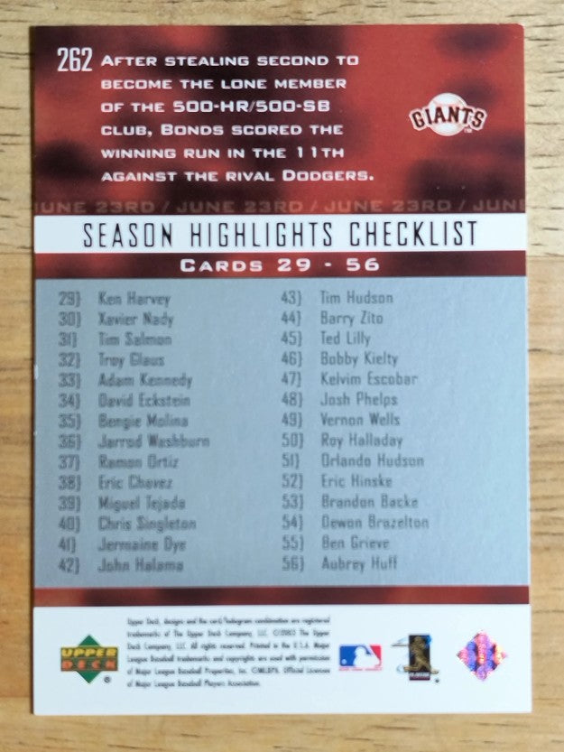 2004 Upper Deck #262 Barry Bonds SH CL