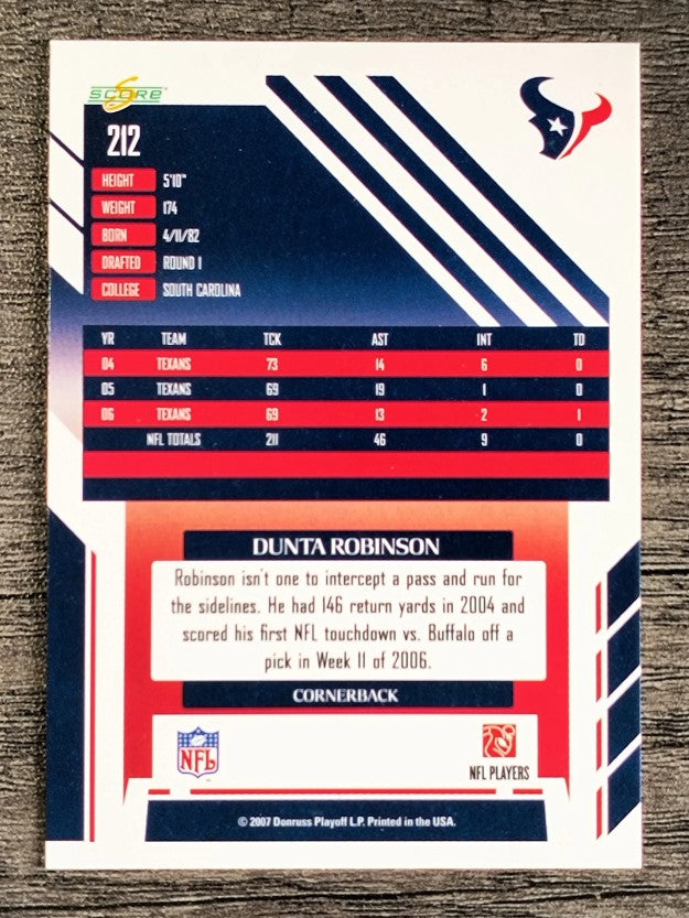 2007 Score #212 Dunta Robinson