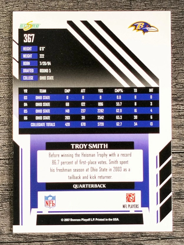 2007 Score #367 Troy Smith RC