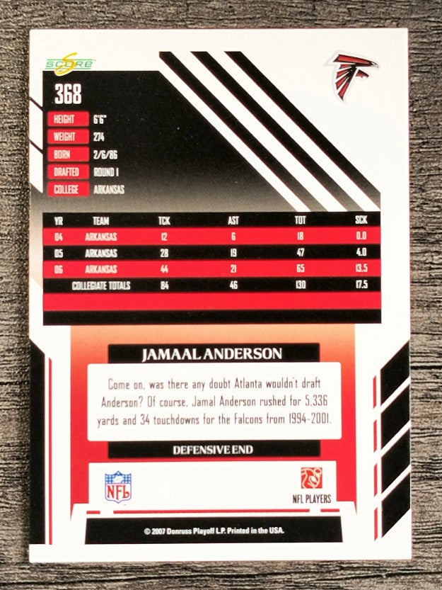 2007 Score #368 Jamaal Anderson RC