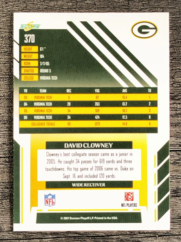 2007 Score #370 David Clowney RC