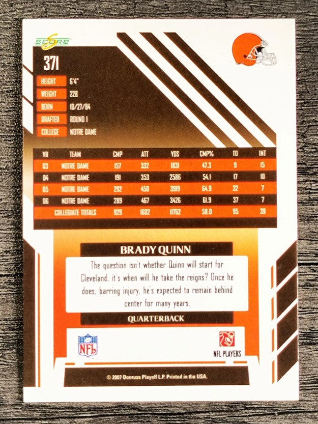2007 Score #371 Brady Quinn RC