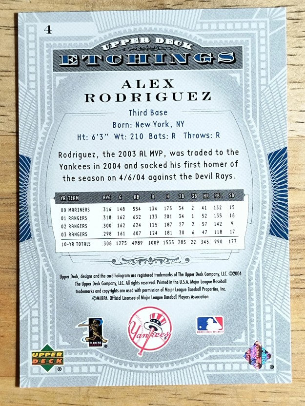 2004 Upper Deck Etchings #4 Alex Rodriguez