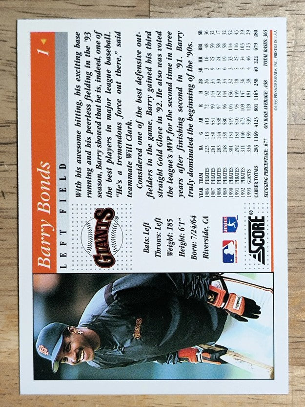 1994 Score #1 Barry Bonds