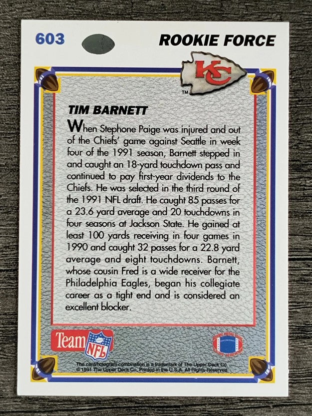 1991 Upper Deck #603 Tim Barnett RC