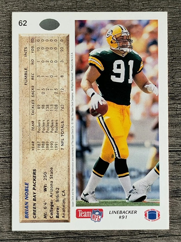 1992 Upper Deck #62 Brian Noble