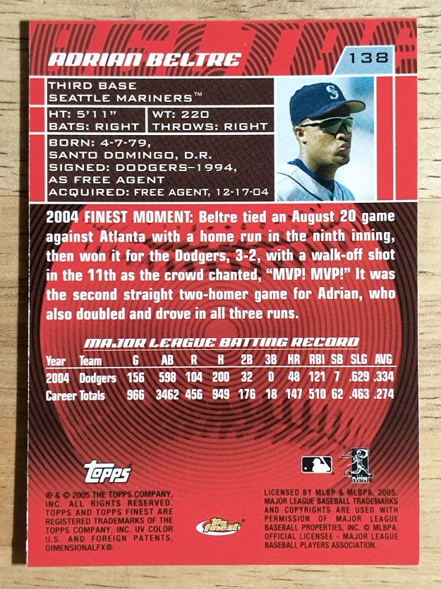 2005 Finest #138 Adrian Beltre
