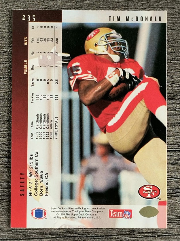 1994 Upper Deck #235 Tim McDonald