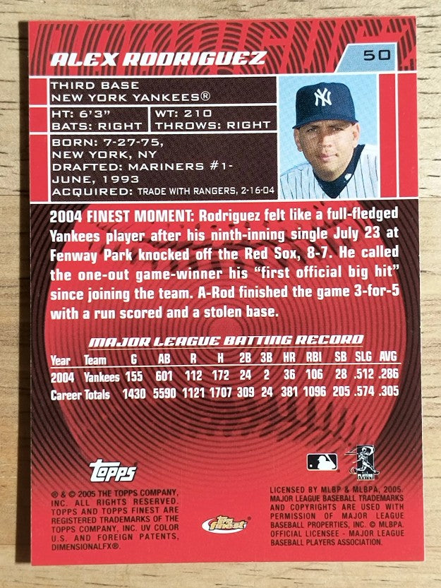 2005 Finest #50 Alex Rodriguez