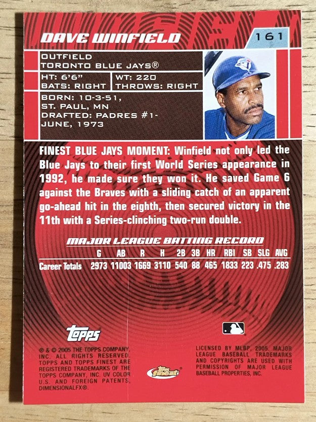 2005 Finest #161 Dave Winfield RET