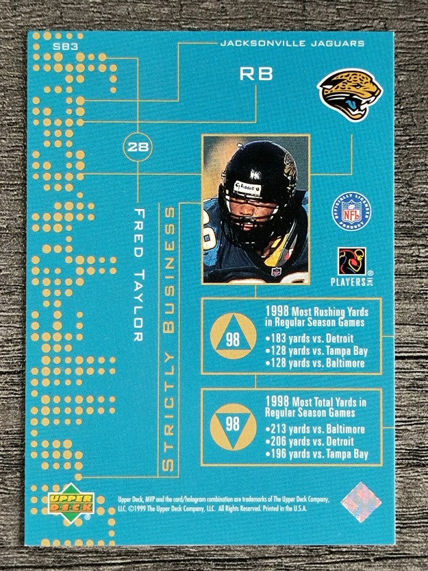 1999 Upper Deck MVP Strictly Business #SB3 Fred Taylor (NM)