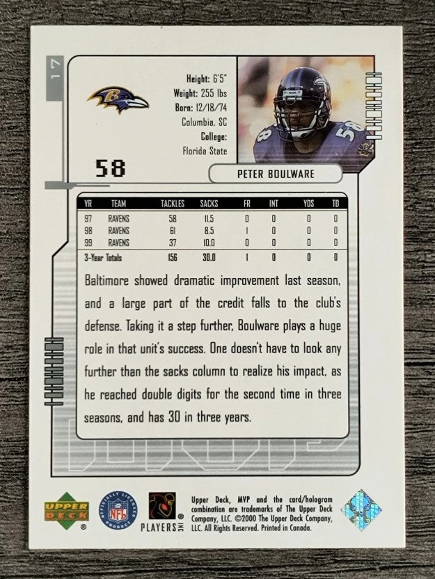 2000 Upper Deck MVP Silver Script #17 Peter Boulware