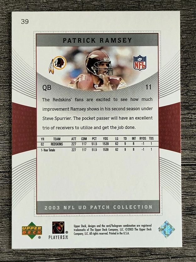 2003 UD Patch Collection #39 Patrick Ramsey