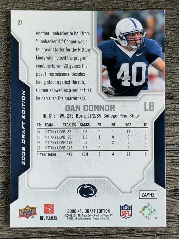 2008 Upper Deck Draft Edition #21 Dan Connor RC