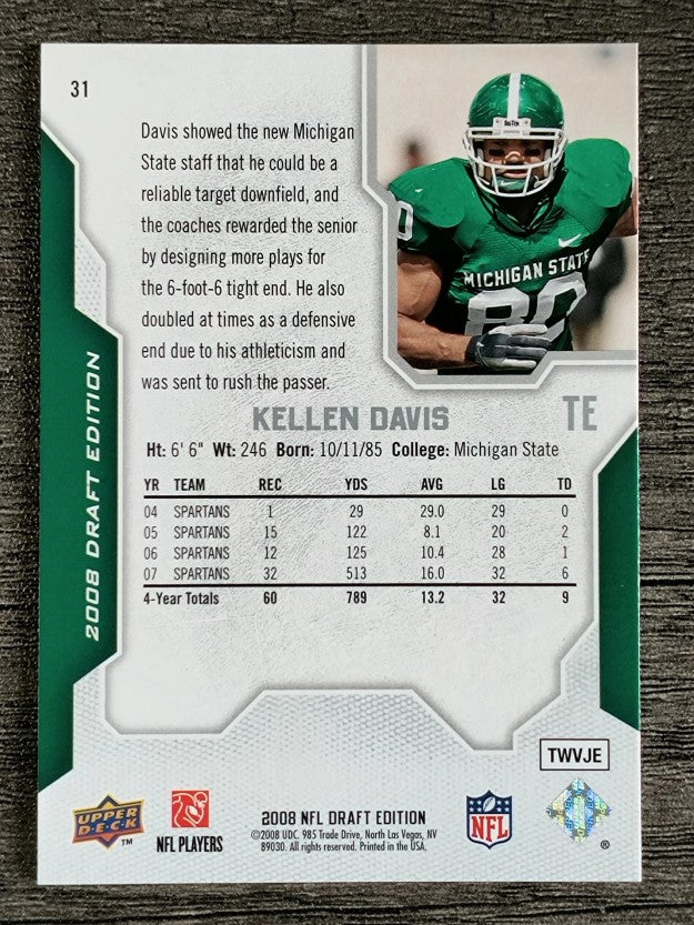 2008 Upper Deck Draft Edition #31 Kellen Davis RC