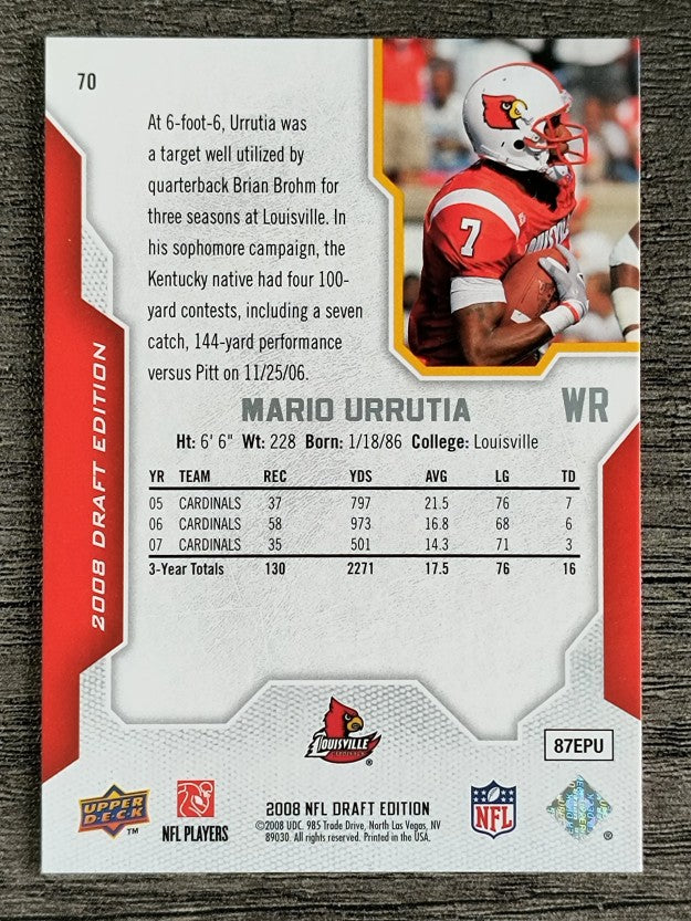 2008 Upper Deck Draft Edition #70 Mario Urrutia RC
