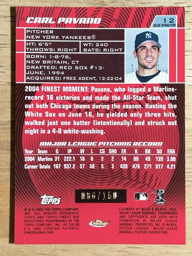 2005 Finest X-Fractors Blue #12 Carl Pavano