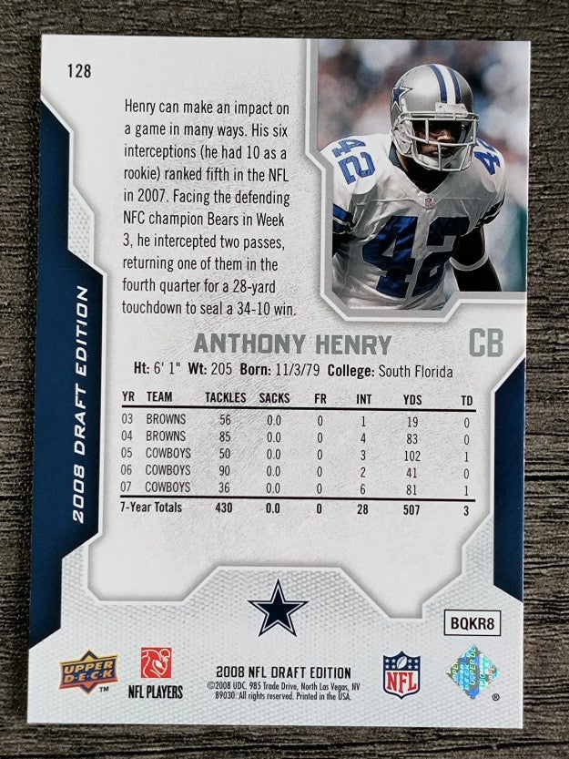 2008 Upper Deck Draft Edition #128 Anthony Henry