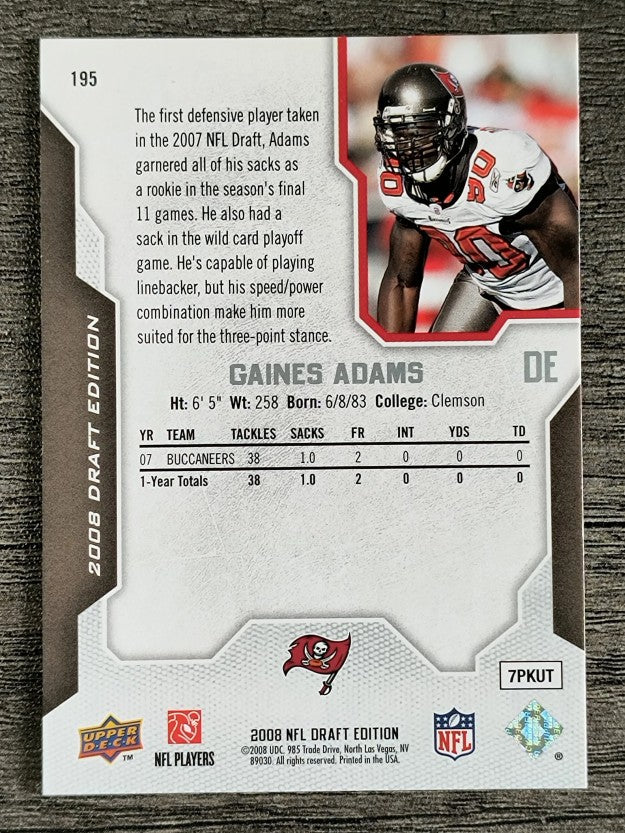 2008 Upper Deck Draft Edition #195 Gaines Adams