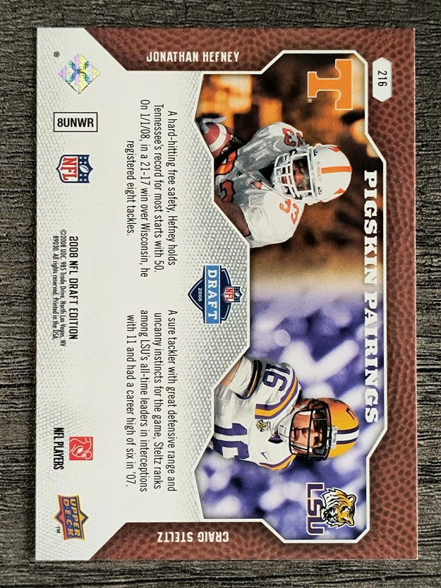 2008 Upper Deck Draft Edition #216 Jonathan Hefney/Craig Steltz/Pigskin Pairings