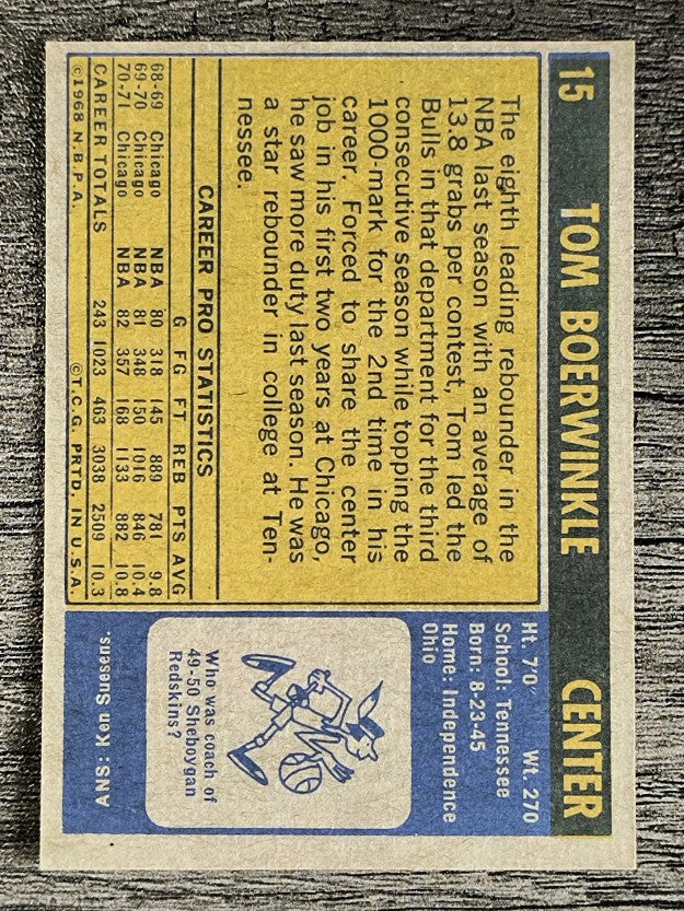 1971-72 Topps #15 Tom Boerwinkle (NM)