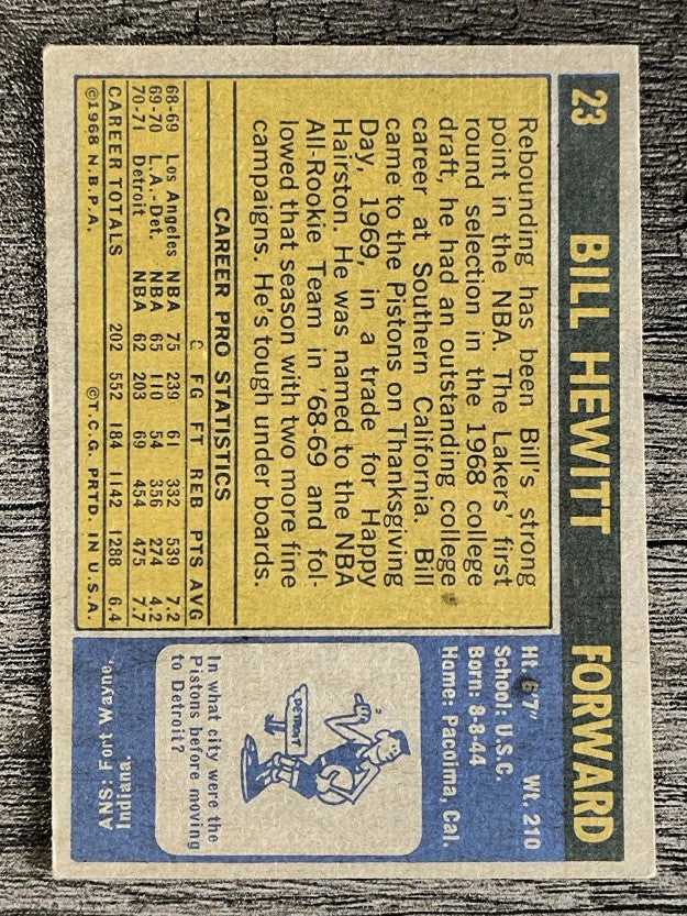 1971-72 Topps #23 Bill Hewitt (EX)