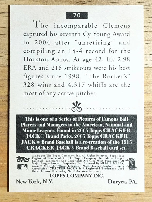 2005 Topps Cracker Jack #70 Roger Clemens
