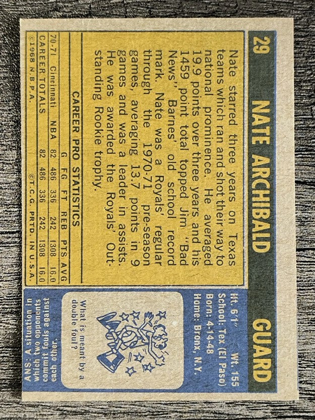 1971-72 Topps #29 Nate Archibald RC (EX)
