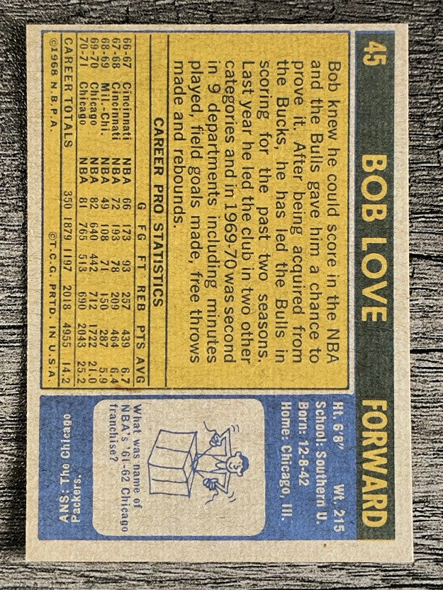 1971-72 Topps #45 Bob Love (NM)