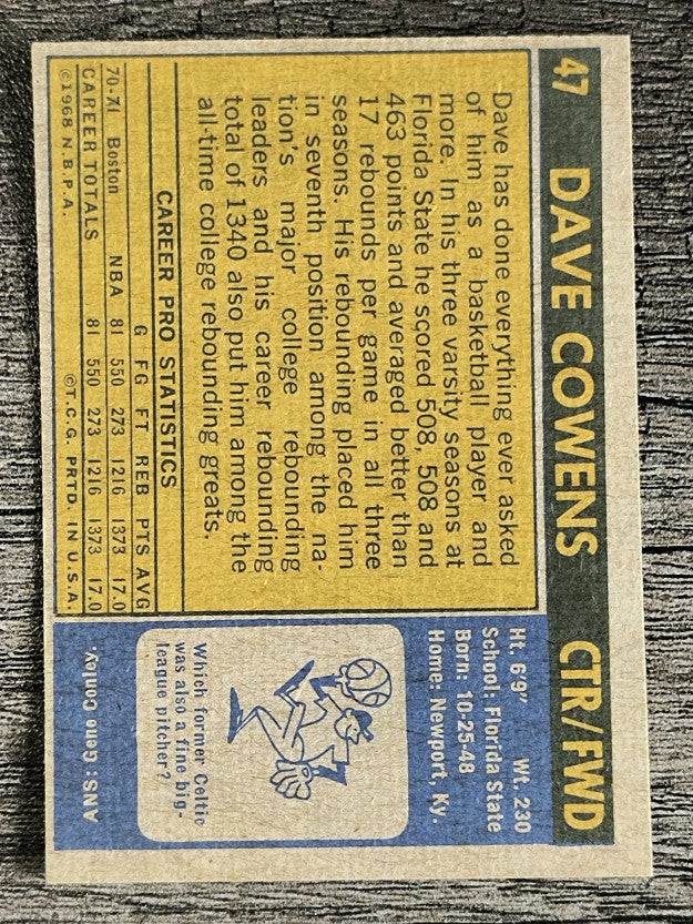 1971-72 Topps #47 Dave Cowens RC (EXMT)