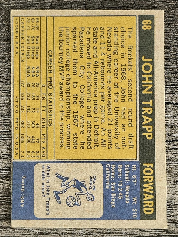 1971-72 Topps #68 John Trapp (VGEX)