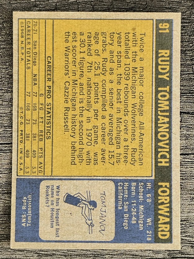 1971-72 Topps #91 Rudy Tomjanovich RC (NM)