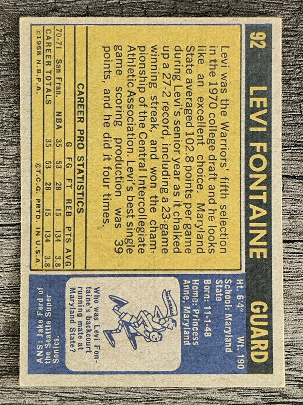 1971-72 Topps #92 Levi Fontaine (EX)
