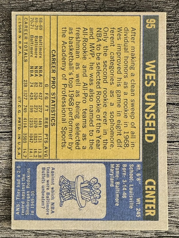 1971-72 Topps #95 Wes Unseld (EX)