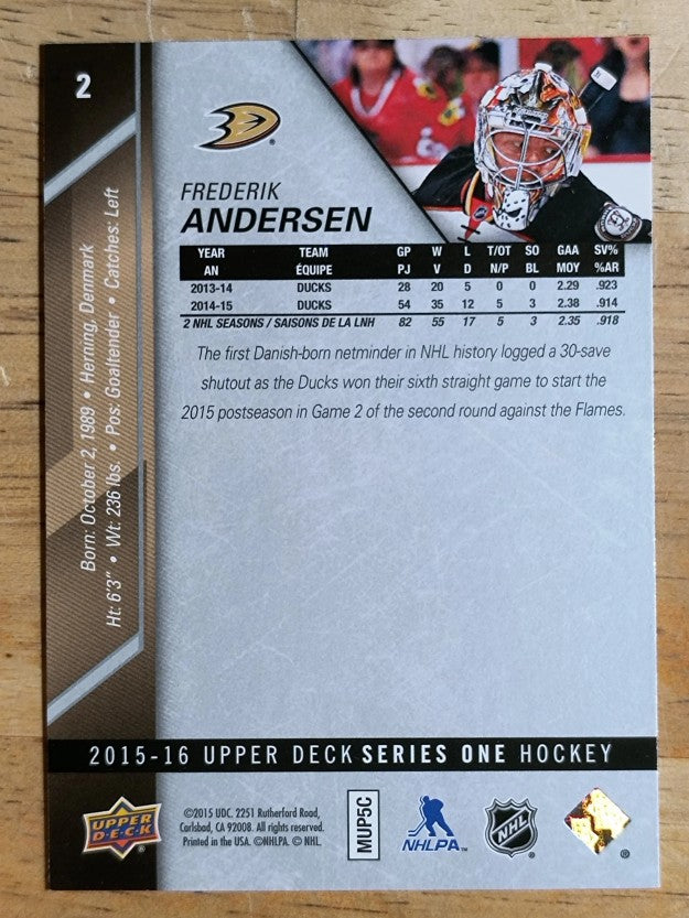 2015-16 Upper Deck #2 Frederik Andersen