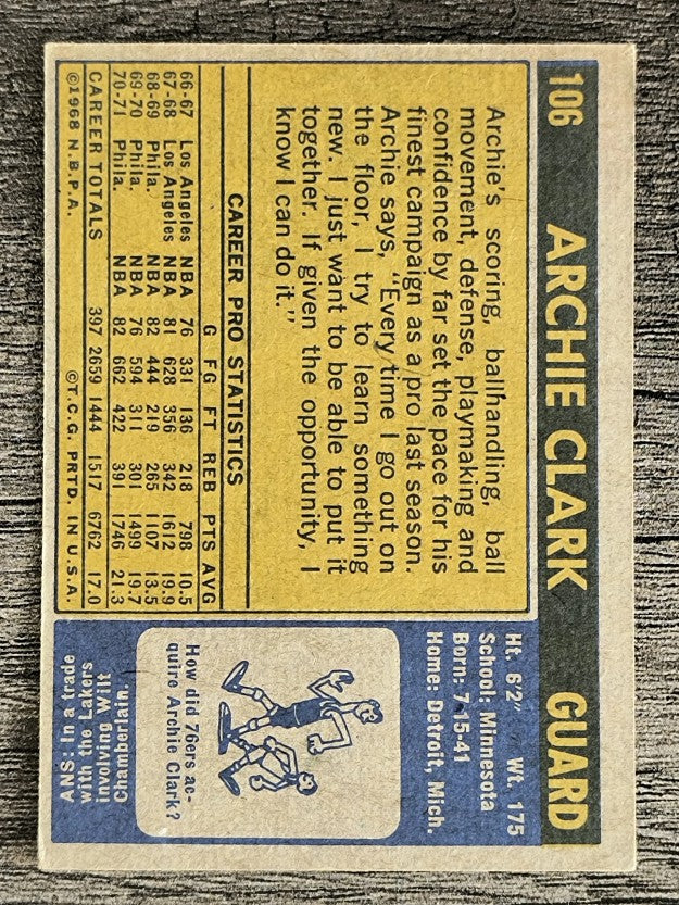 1971-72 Topps #106 Archie Clark (VGEX)