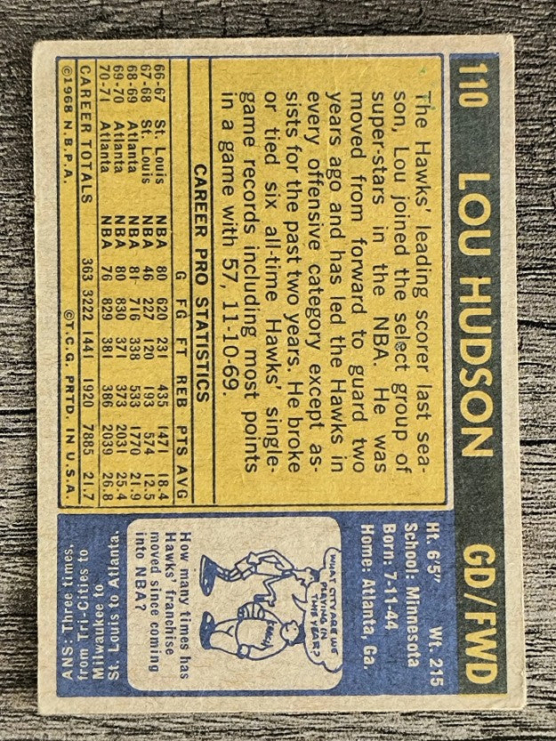 1971-72 Topps #110 Lou Hudson (GOOD)