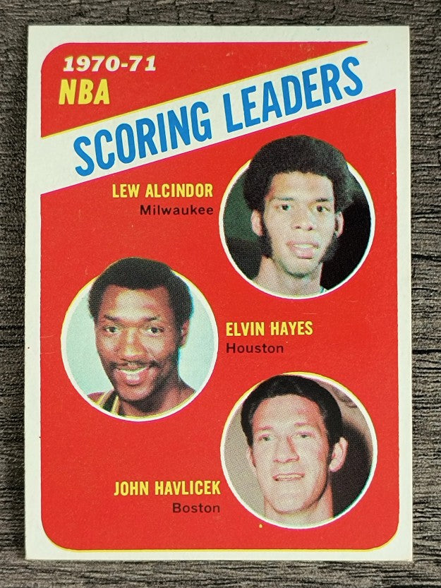 1971-72 Topps #138 Lew Alcindor/Elvin Hayes/John Havlicek LL (NM)