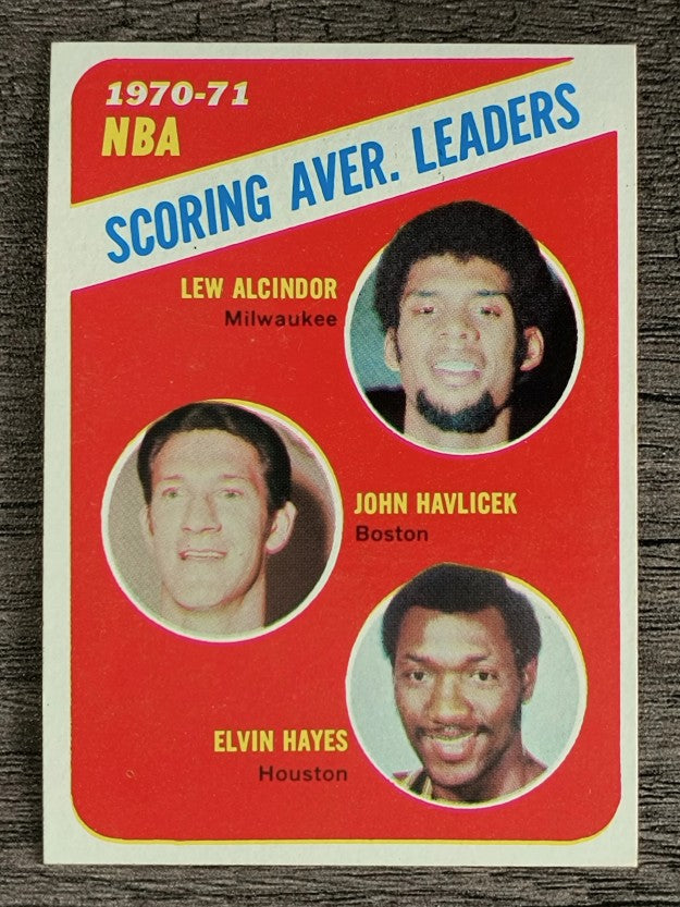 1971-72 Topps #139 Lew Alcindor/John Havlicek/Elvin Hayes LL (NM)